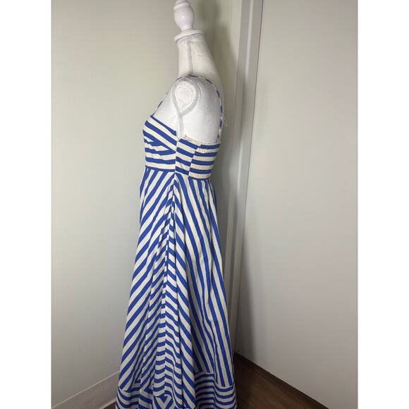 Aston Studio Blue and White Striped Maxi Dress Sz 4 - Picture 2 of 4